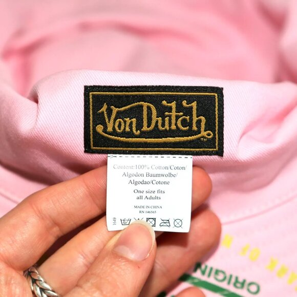VON DUTCH Pink All Over Logo Print Bucket Hat Unisex Adult One Size NEW NWT - Picture 5 of 5